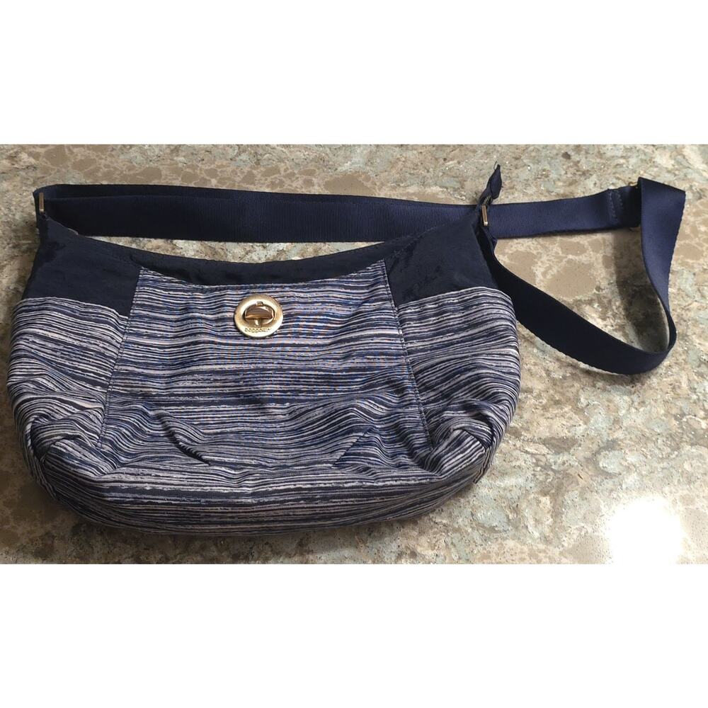 BAGGALLINI Hanover Blue with Blue & White Stripes Crossbody Hobo Preppy Travel